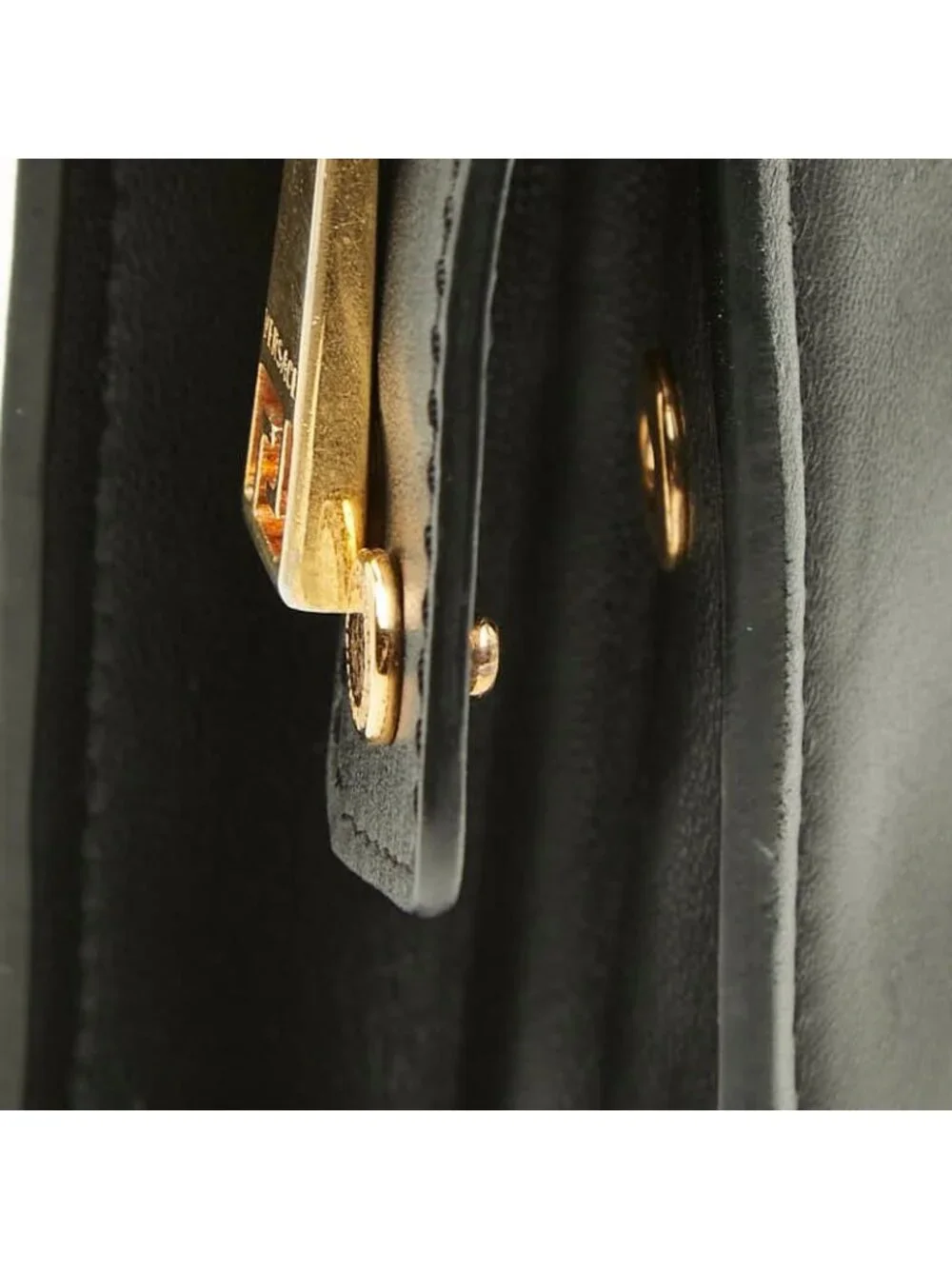 Versace Clutch Logo Embroidery Design Black Leather